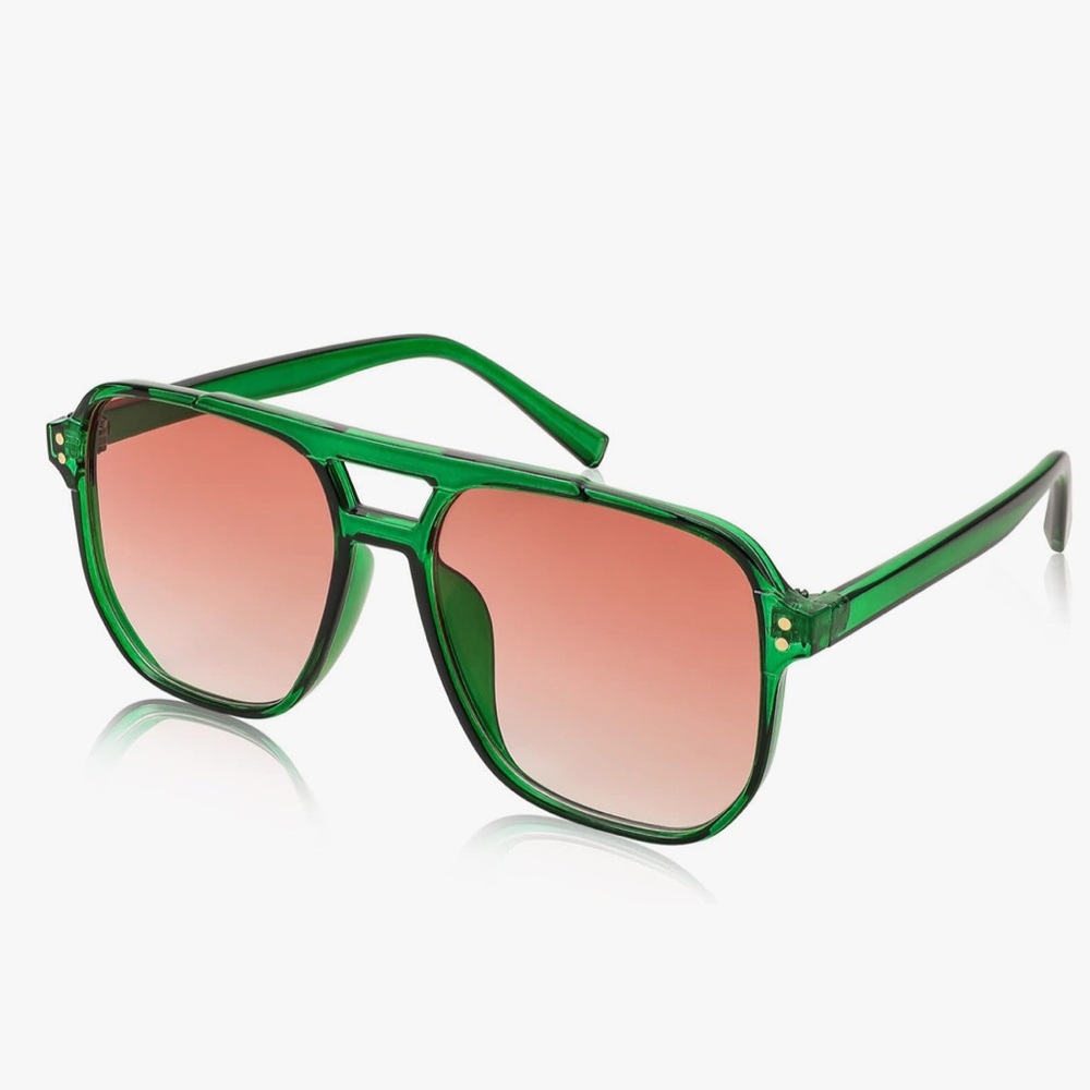 FEISEDY Green and Pink Aviator Sunglasses for Women